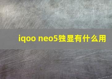 iqoo neo5独显有什么用